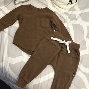 Little bipsy size 18 to 24 months waffle knit matching set chocolate brown